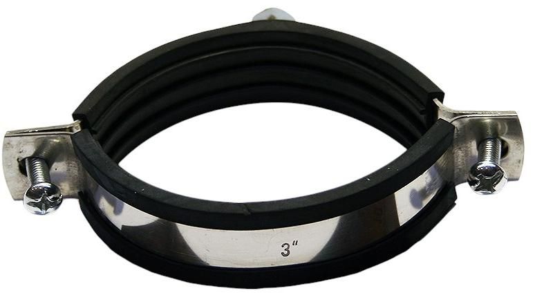 Хомут трубный 87-94 мм (3") М8/М10, нержавеющая сталь W2 - фото